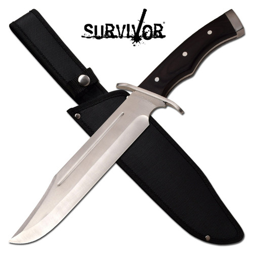 Survivor Black Handle Knife with Black Sheath